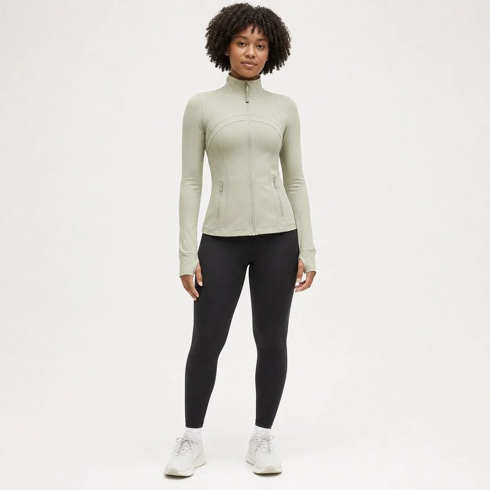 Lululemon Define Jacket Nulu Fog Green Size 2 Slim Fit Thumbholes